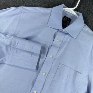 Jos. A. Bank Dress Shirt Mens 15.5 36 Blue Traveler Tailored French Cuff Cotton